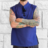 'Rogue' Medieval Sleeveless Shirt - Dark Blue