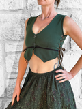 'Petal Vest' Boho Festival Bodice - Dark Green